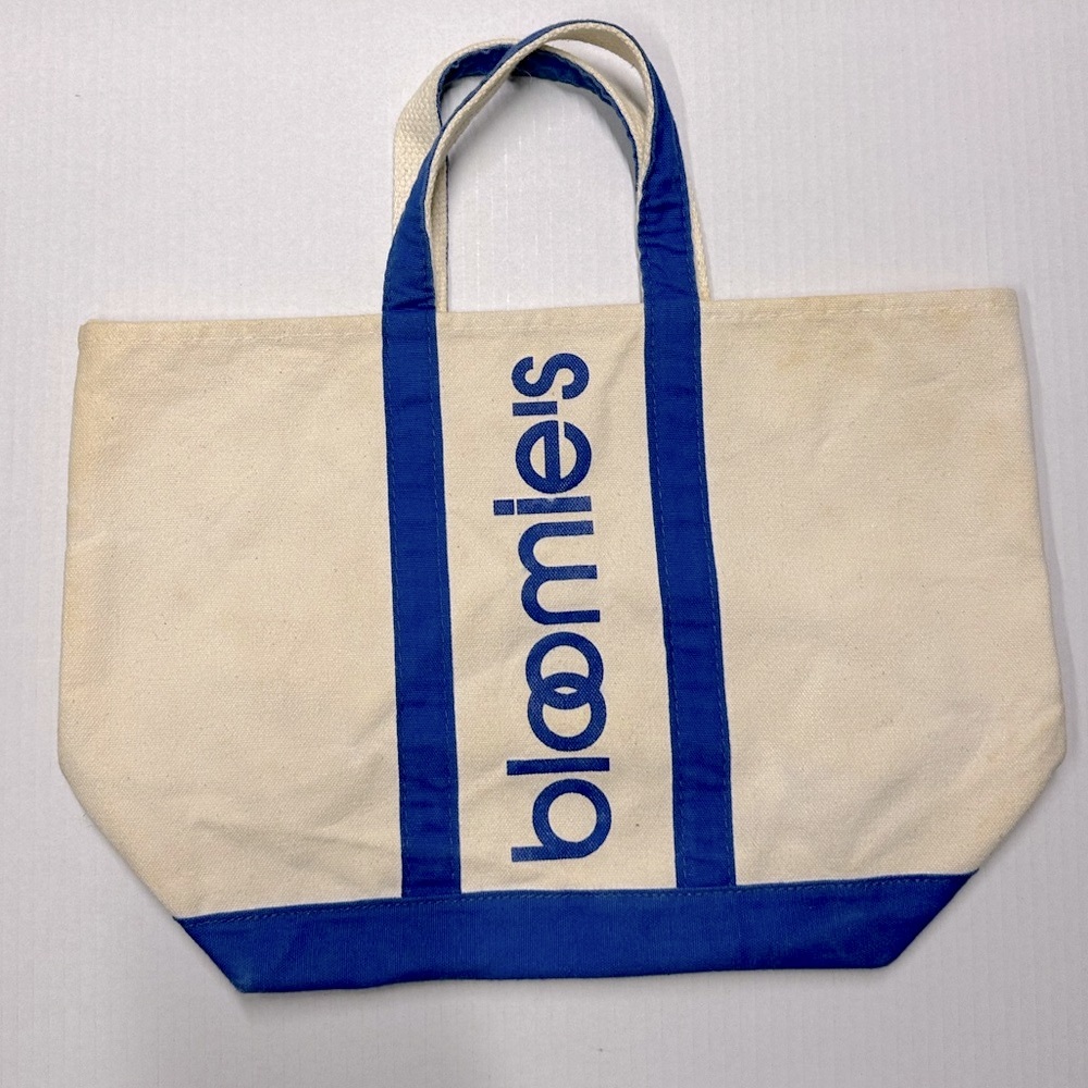 80’s Reusable Tote Bag from Bloomingdales EUC  Tan / Blue